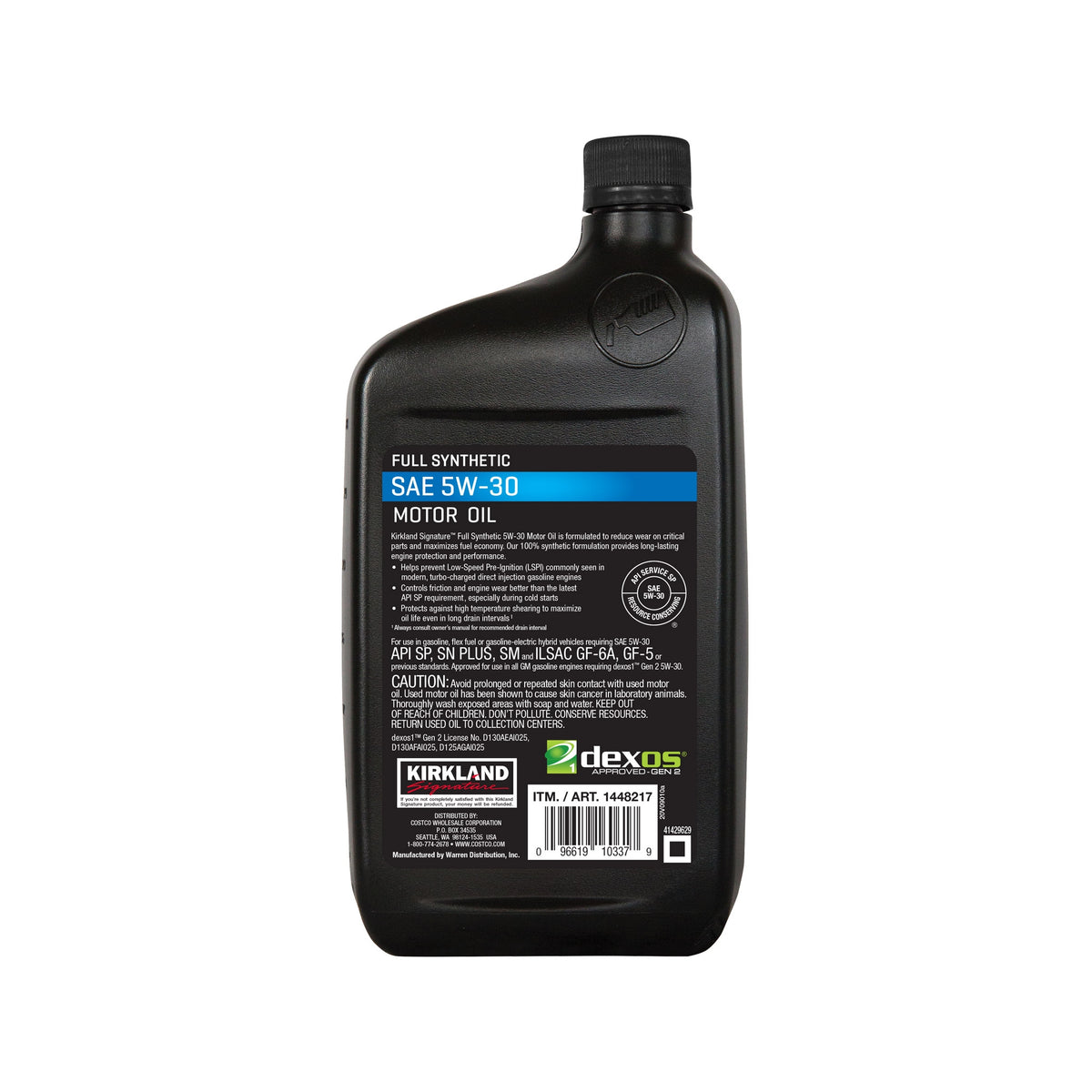 Kirkland Signature SAE 5W-30 Full Synthetic Motor Oil, 1 Quart, 6 ct - product image 6