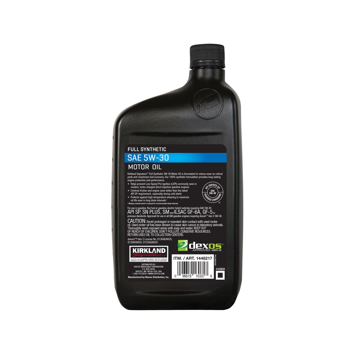 Kirkland Signature SAE 5W-30 Full Synthetic Motor Oil, 1 Quart, 6 ct - product image 5