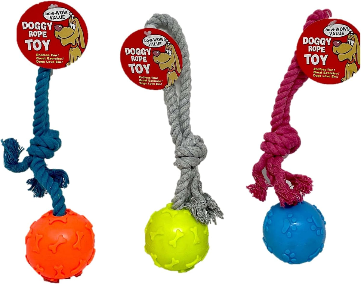 Rope Chew Toy, 2 Pack, Dog Chew Toy, Tough Rope with Ball Active Play (Colors May Vary)