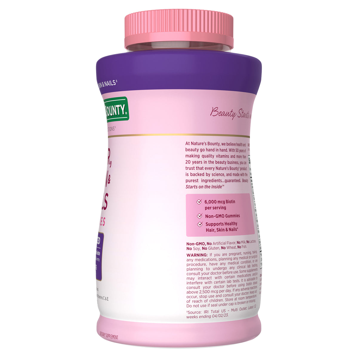 Nature's Bounty Hair, Skin and Nails Advanced Gummies, Strawberry, 6000 mcg, 230 ct - product image 4