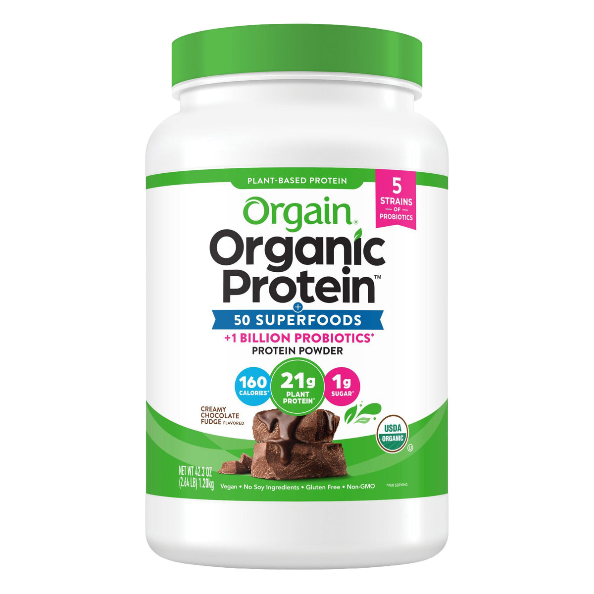 Orgain Organic Protein + 50 Superfoods Plant Based Protein Powder, 21g Protein, Creamy Chocolate Fudge, 2.64 lbs - product image 10