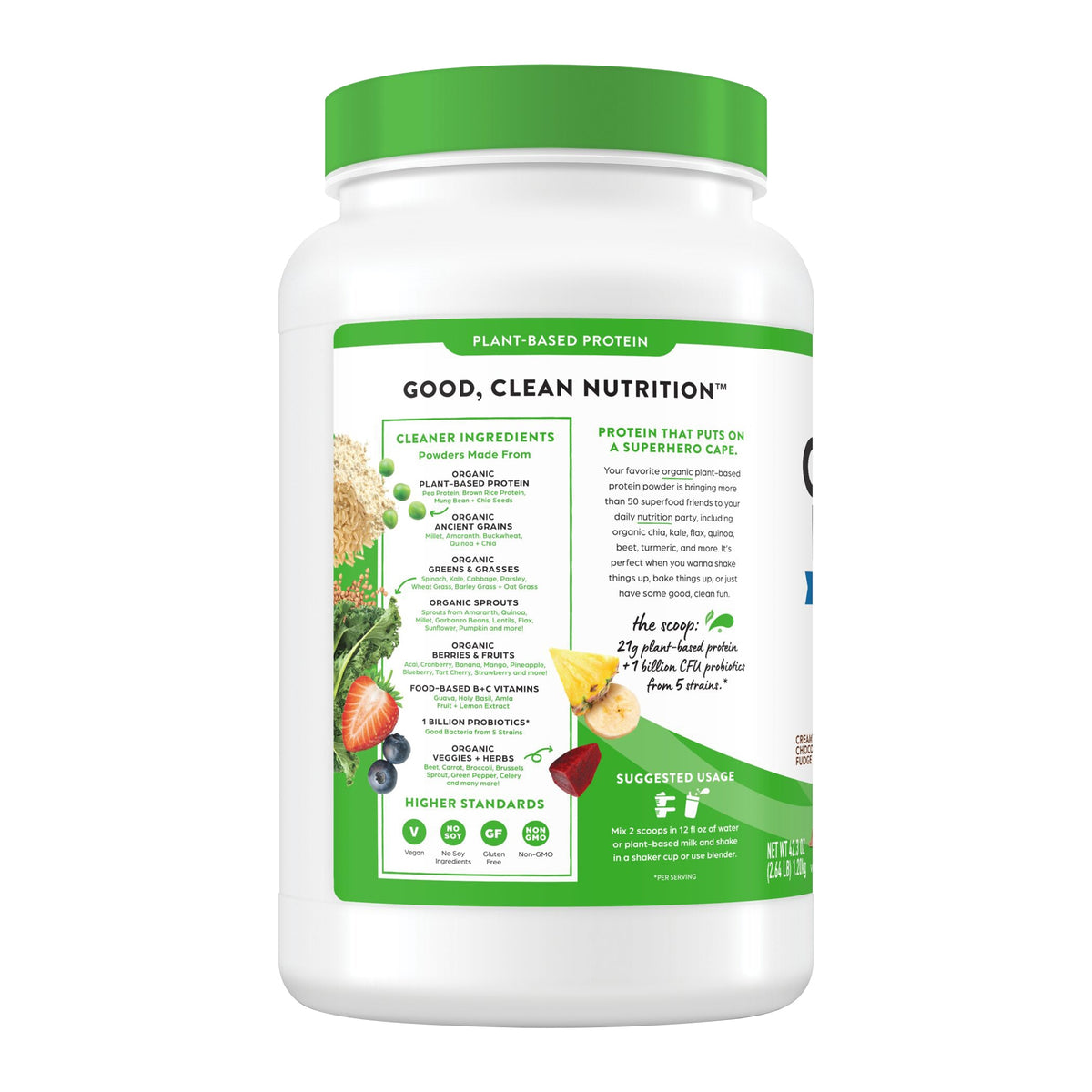 Orgain Organic Protein + 50 Superfoods Plant Based Protein Powder, 21g Protein, Creamy Chocolate Fudge, 2.64 lbs - product image 2