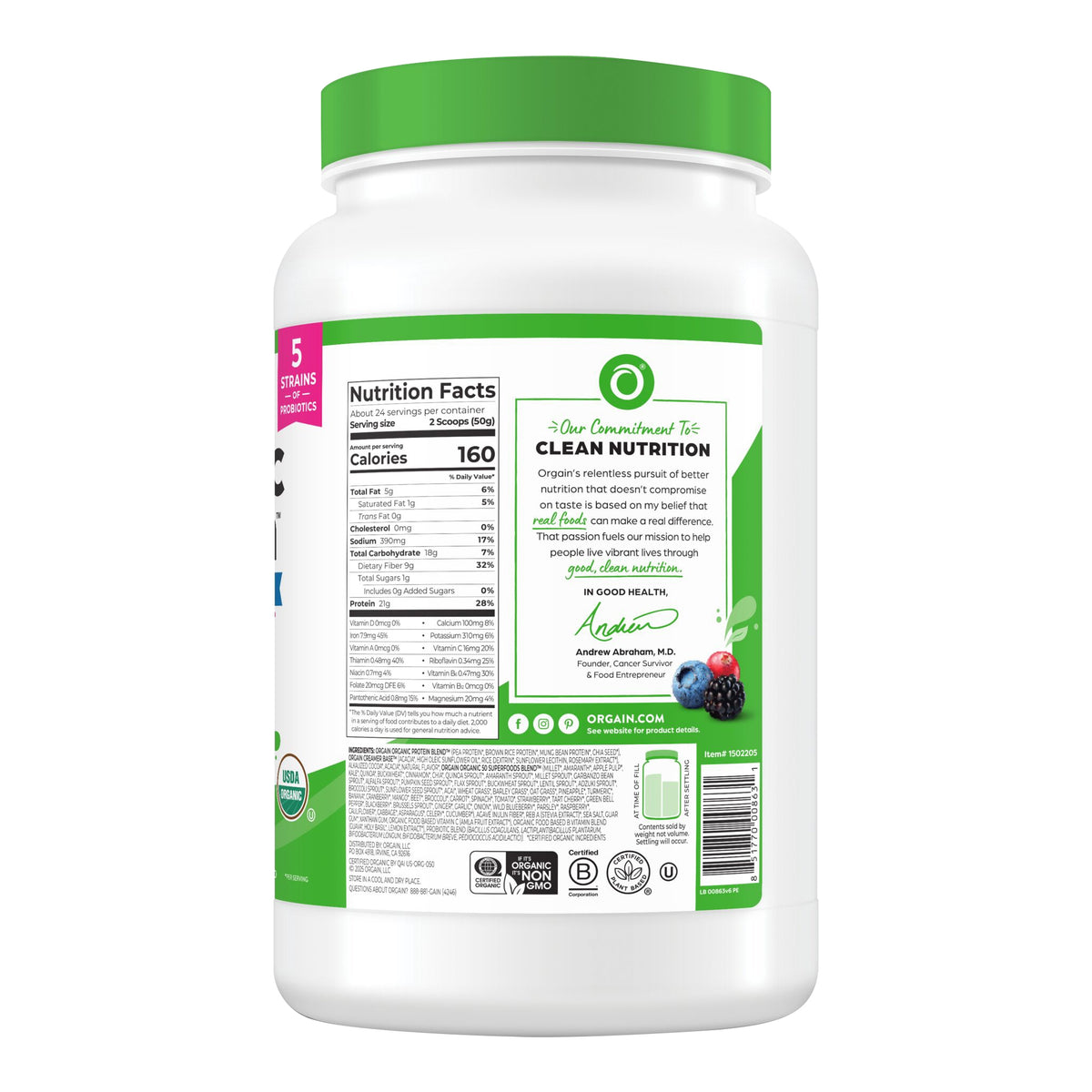 Orgain Organic Protein + 50 Superfoods Plant Based Protein Powder, 21g Protein, Creamy Chocolate Fudge, 2.64 lbs - product image 3
