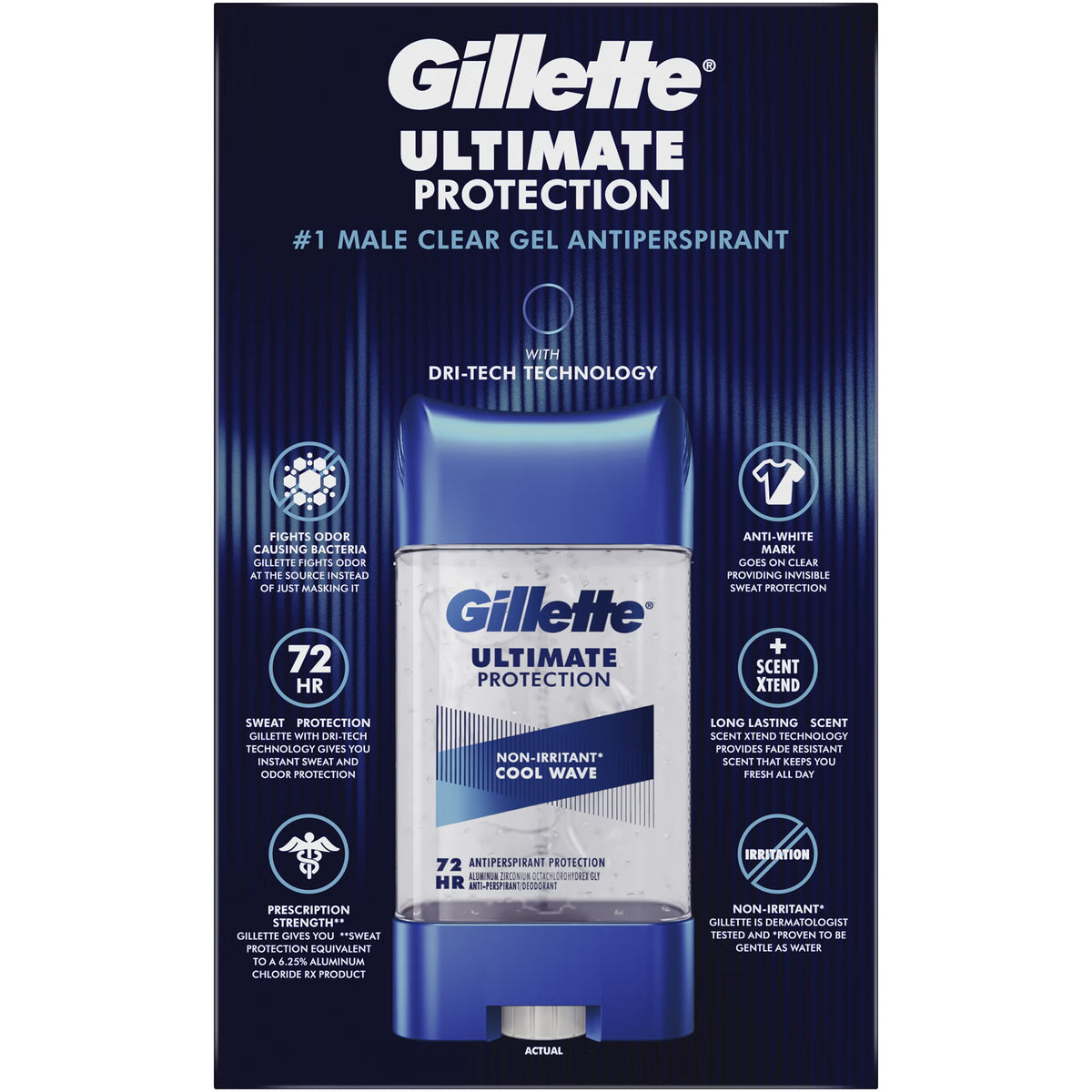Gillette Ultimate Protection 6-in-1 Antiperspirant Deodorant, Cool Wave, 3.8 oz, 5 ct - image 2
