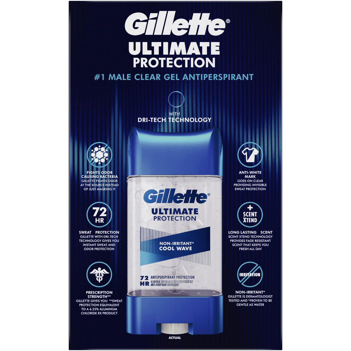 Gillette Ultimate Protection 6-in-1 Antiperspirant Deodorant, Cool Wave, 3.8 oz, 5 ct - product image 2