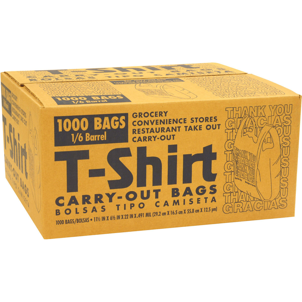 Poly America Thank You/Gracias T-Shirt Carry-Out Bags, 1/6 Barrel, 1000 ct - product image 4