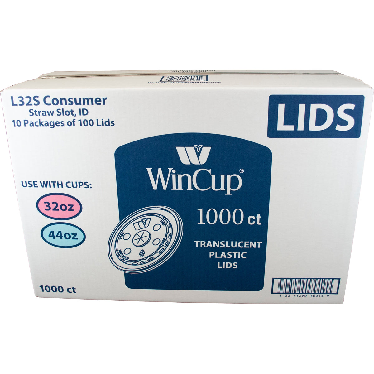 WinCup Straw Slot, ID Plastic Cup Lids, Translucent, 32 oz and 44 oz, 1000 ct - product image 1
