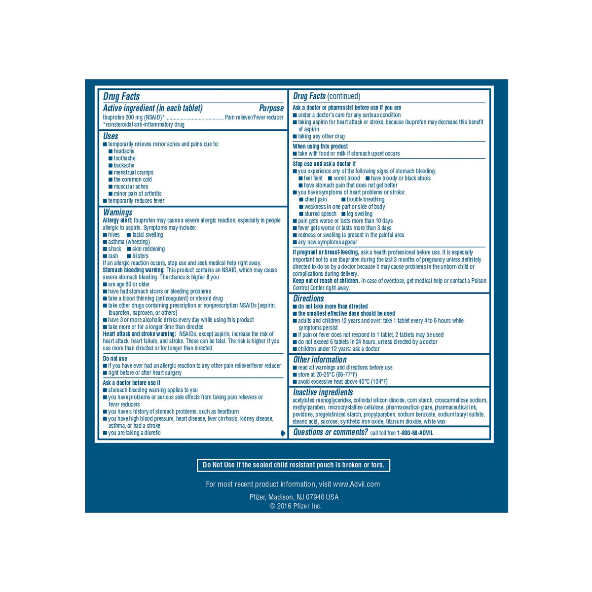 Advil Ibuprofen, Dispenser Pack, 200mg, 2 Tablets, 50 ct - product image 3