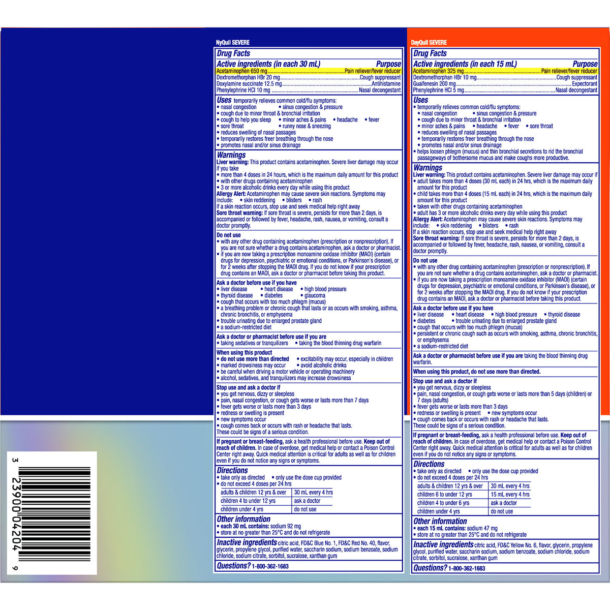 Vicks DayQuil and NyQuil Severe Cold & Flu Liquid, Berry, 12 fl oz, 3 ct - image 2