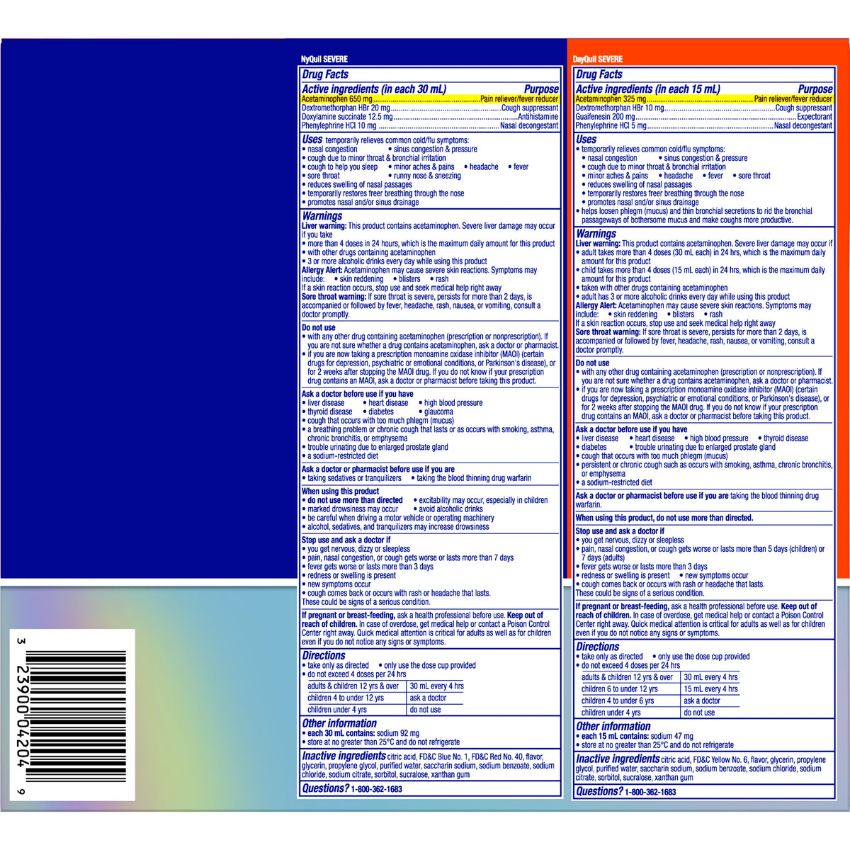 Vicks DayQuil and NyQuil Severe Cold & Flu Liquid, Berry, 12 fl oz, 3 ct - product image 2