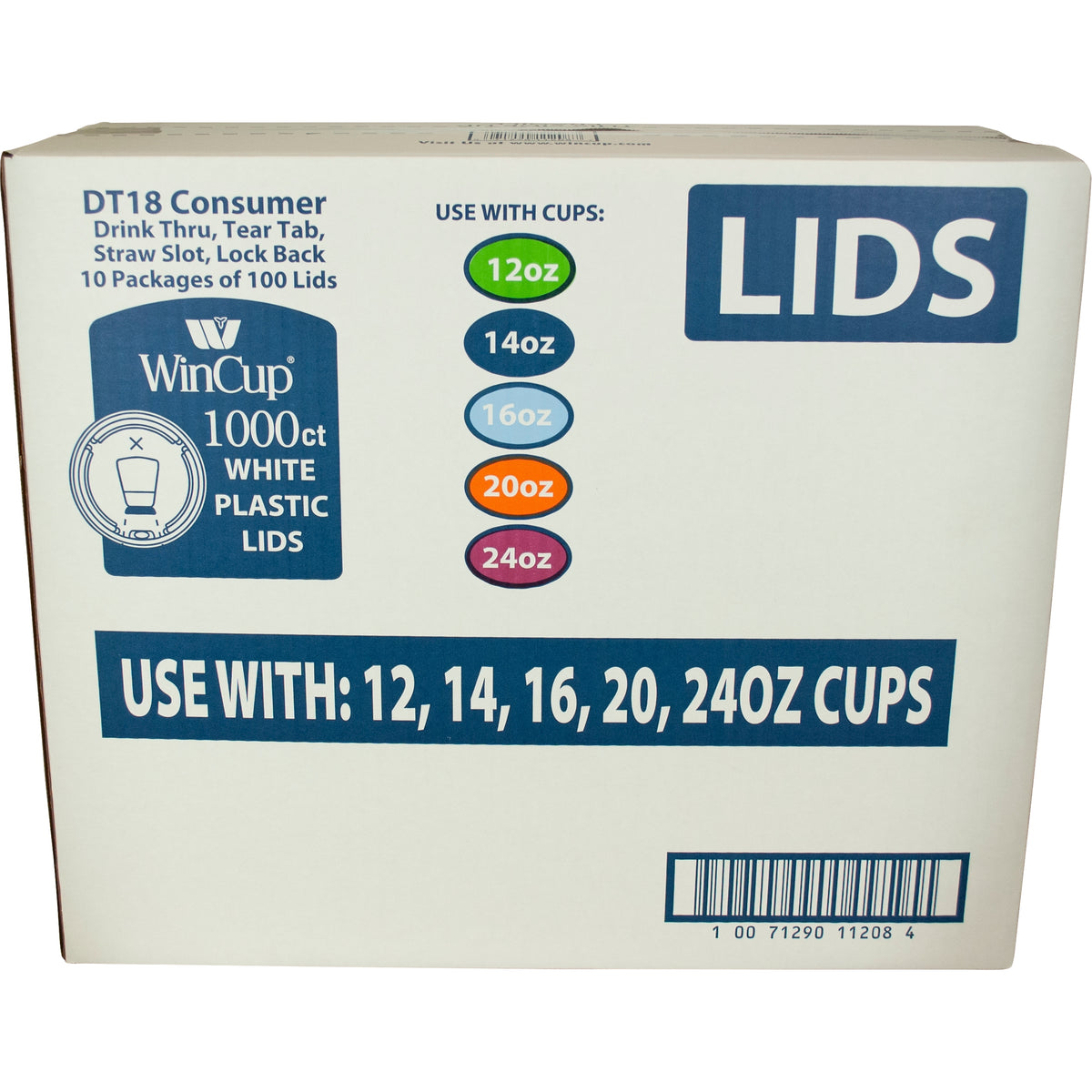 WinCup Cold and Hot Foam Cup Lids, 12-24 oz, White, 1000 ct - product image 1