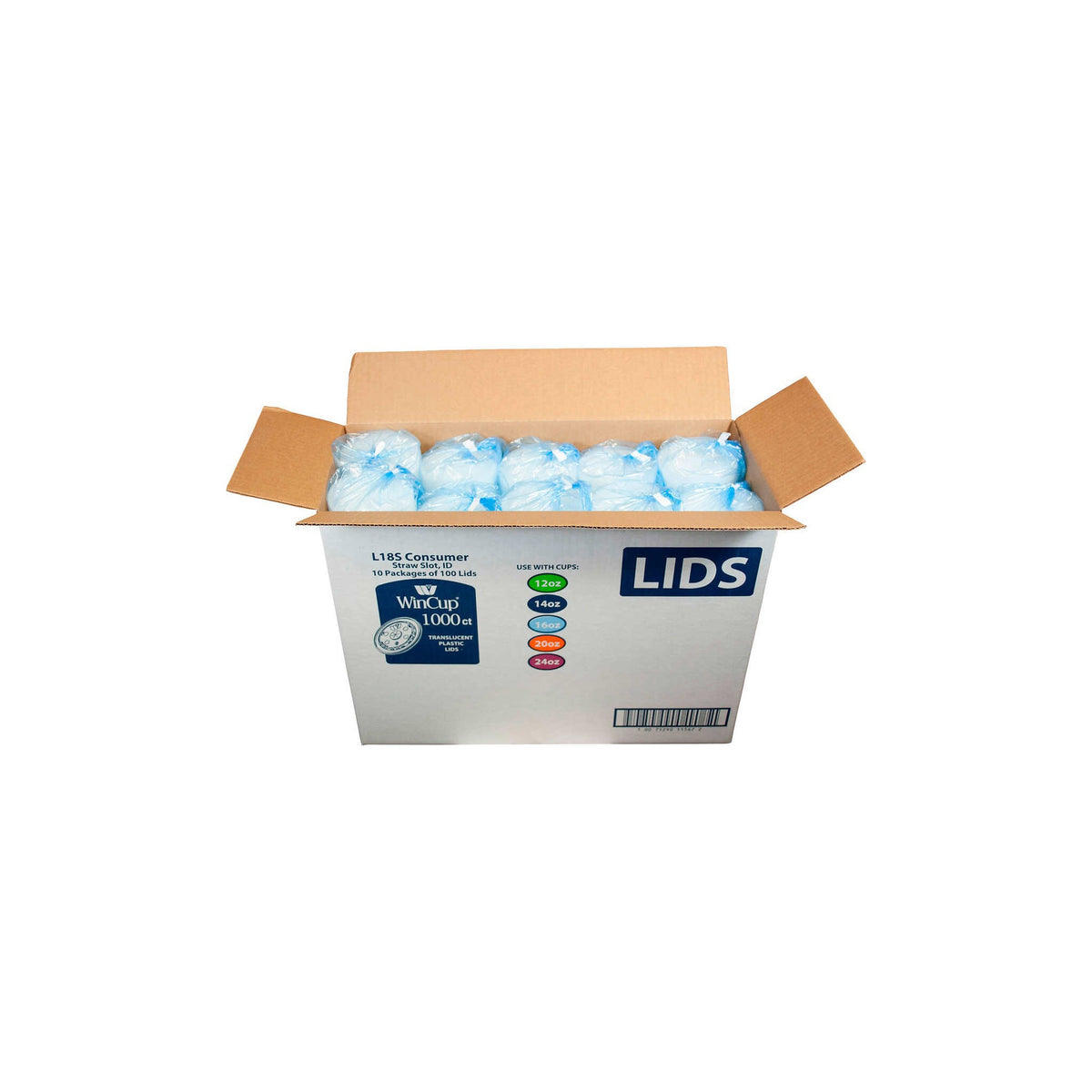 WinCup Plastic Cup Lids, Straw Slot, ID, 12-24 oz, Translucent, 1000 ct - product image 3