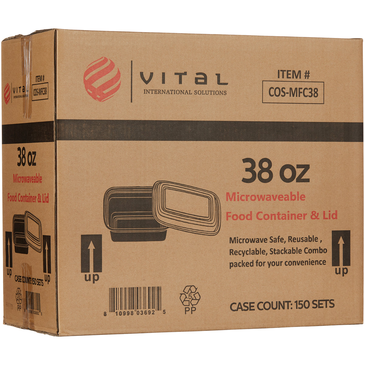 Vital International Solutions Rectangle Container and Lid, 38 oz, 150 ct - product image 2
