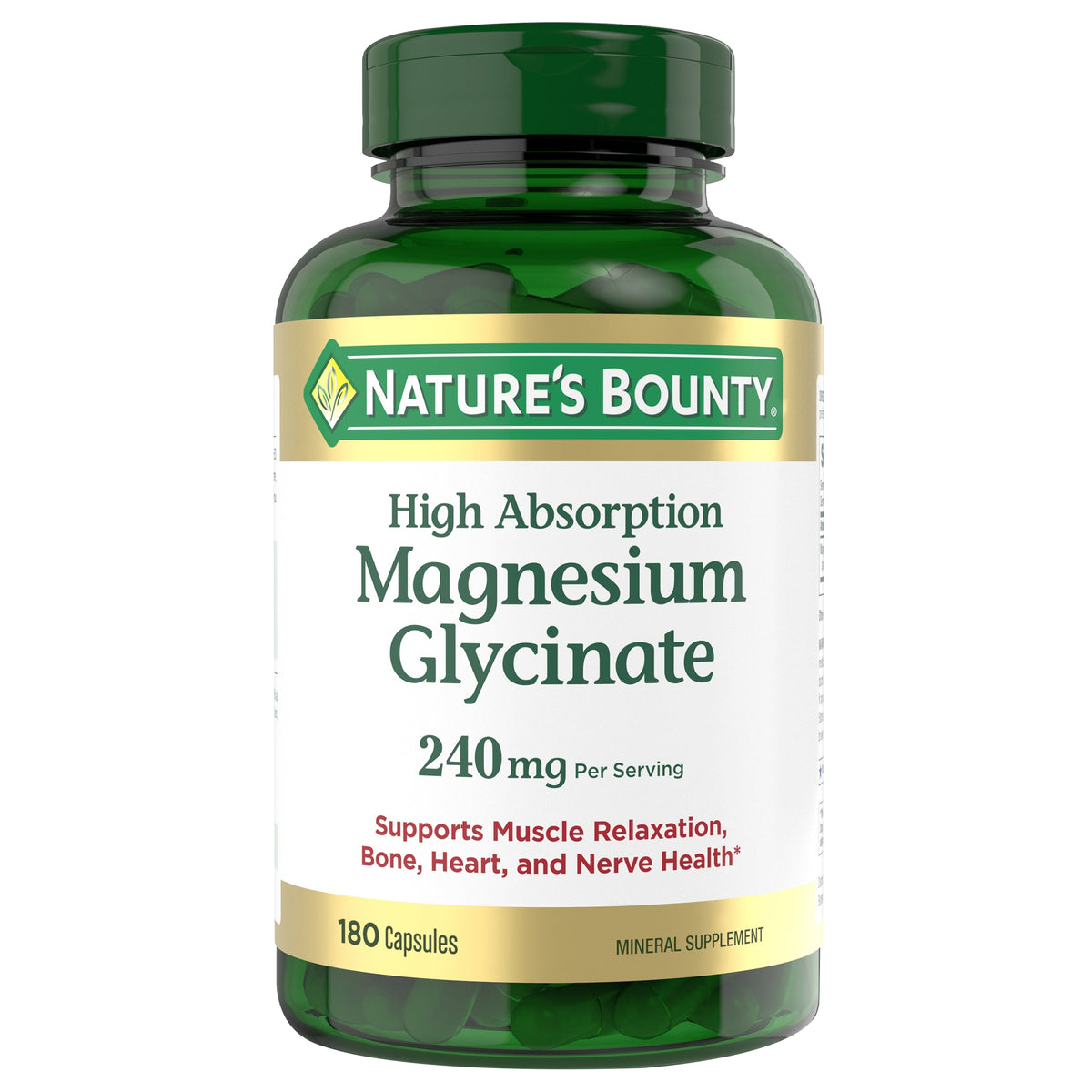 Nature's Bounty High Absorption Magnesium Glycinate, 240 mg, 180 ct - product image 1
