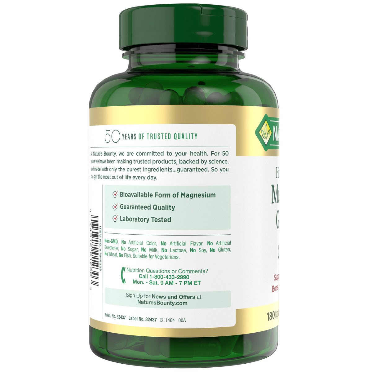 Nature's Bounty High Absorption Magnesium Glycinate, 240 mg, 180 ct - product image 2