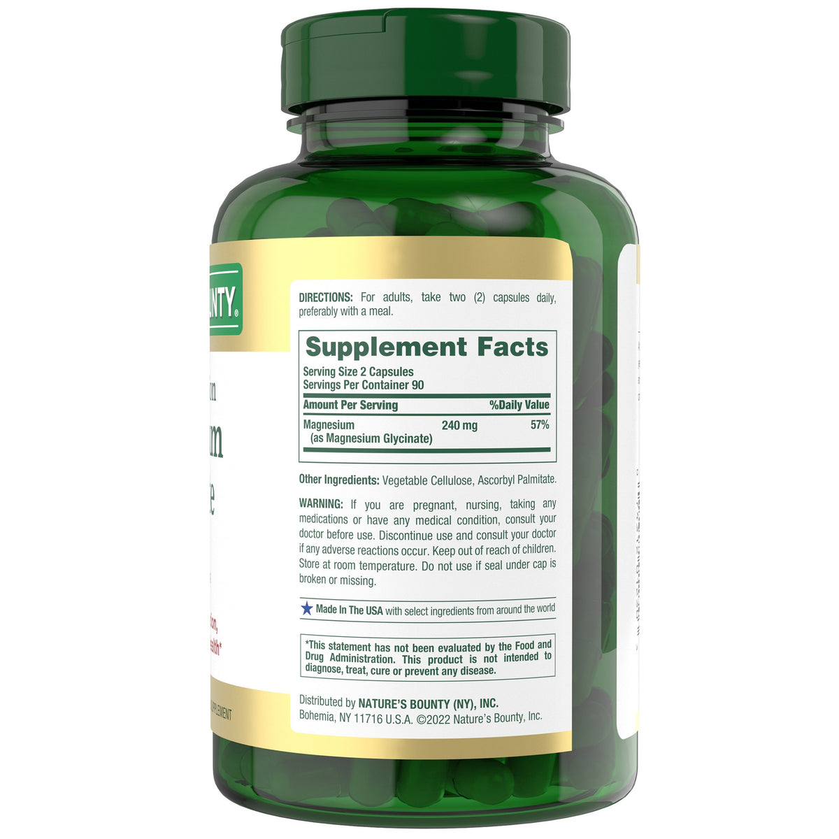 Nature's Bounty High Absorption Magnesium Glycinate, 240 mg, 180 ct - product image 4