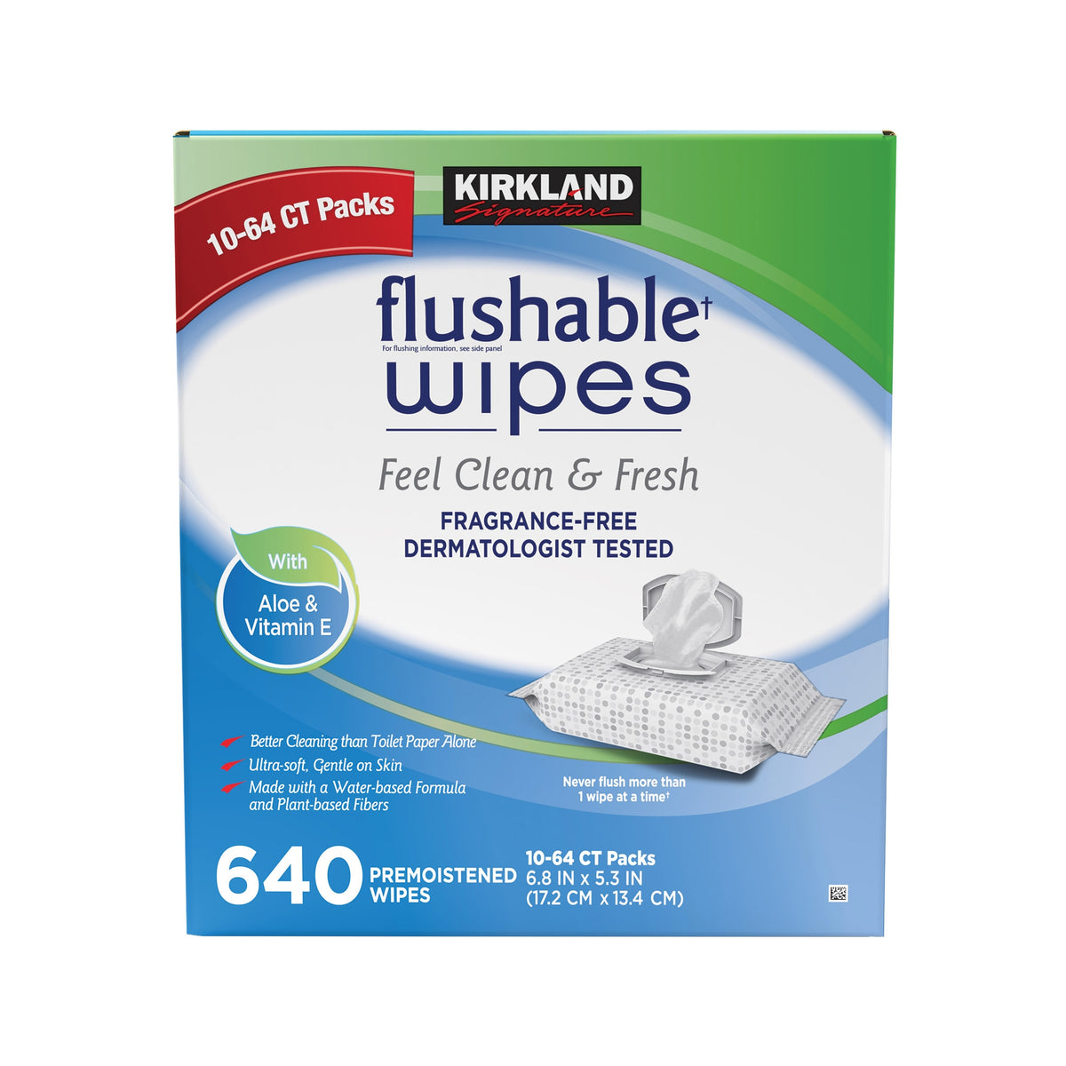 Kirkland Signature Moist Flushable Wipes, Unscented, 640 ct - product image 8