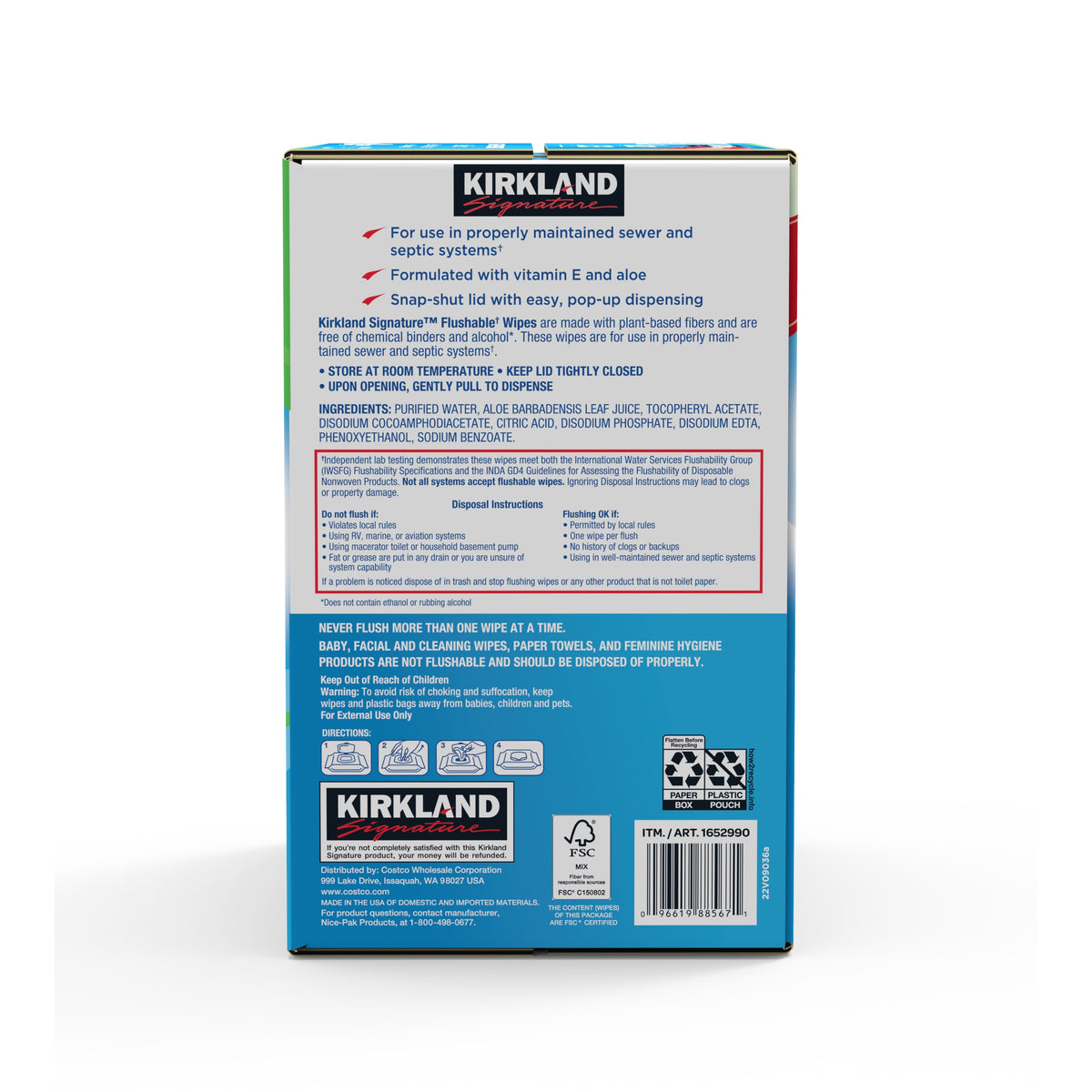 Kirkland Signature Moist Flushable Wipes, Unscented, 640 ct - product image 2