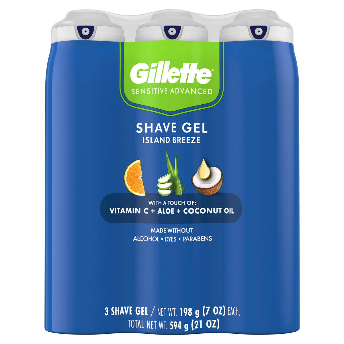 Gillette Sensitive Advanced Shave Gel, Island Breeze, 7 oz, 3 ct - product image 4