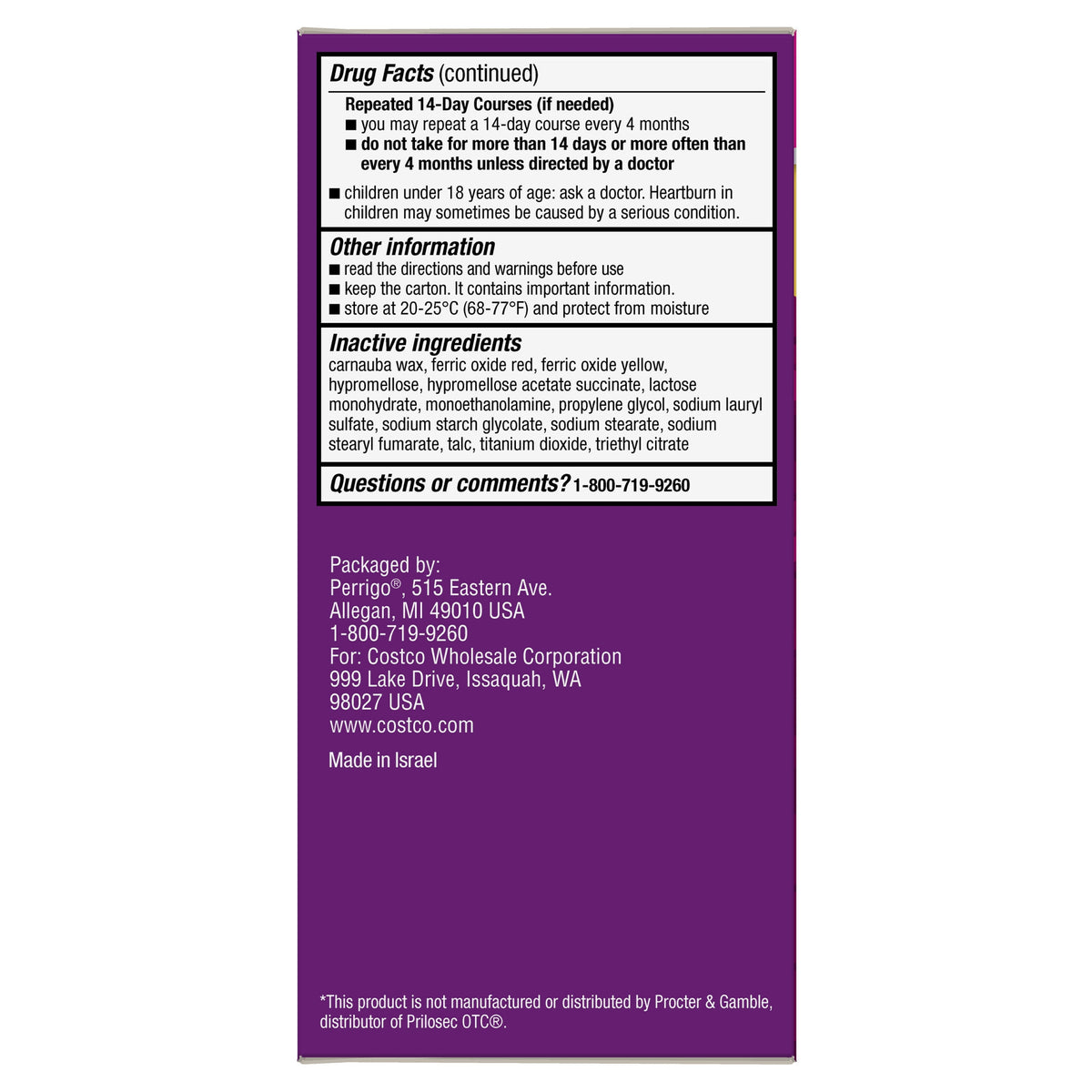 Kirkland Signature Omeprazole Acid Reducer Tablets, 20 mg Delayed-Release Tablets, 42 ct - product image 6