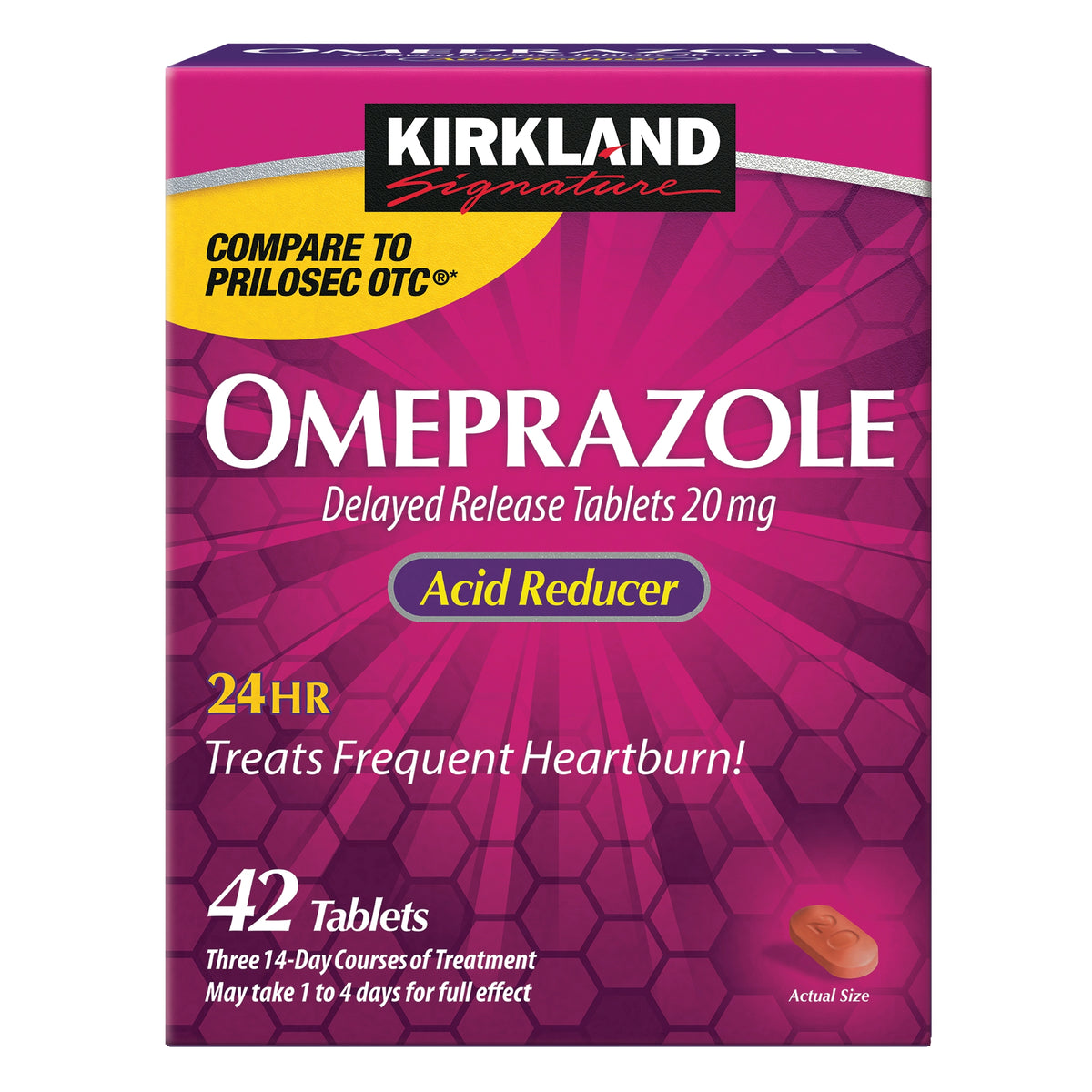 Kirkland Signature Omeprazole Acid Reducer Tablets, 20 mg Delayed-Release Tablets, 42 ct - product image 1