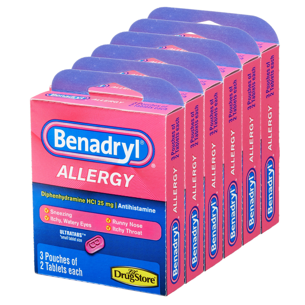 Benadryl Allergy, Diphenhydramine HCI 25 mg Ultratabs, 6 Trial Packs - product image 1