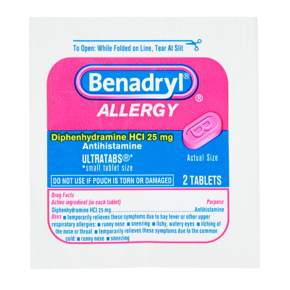 Benadryl Allergy, Diphenhydramine HCI 25 mg Ultratabs, 6 Trial Packs - product image 2