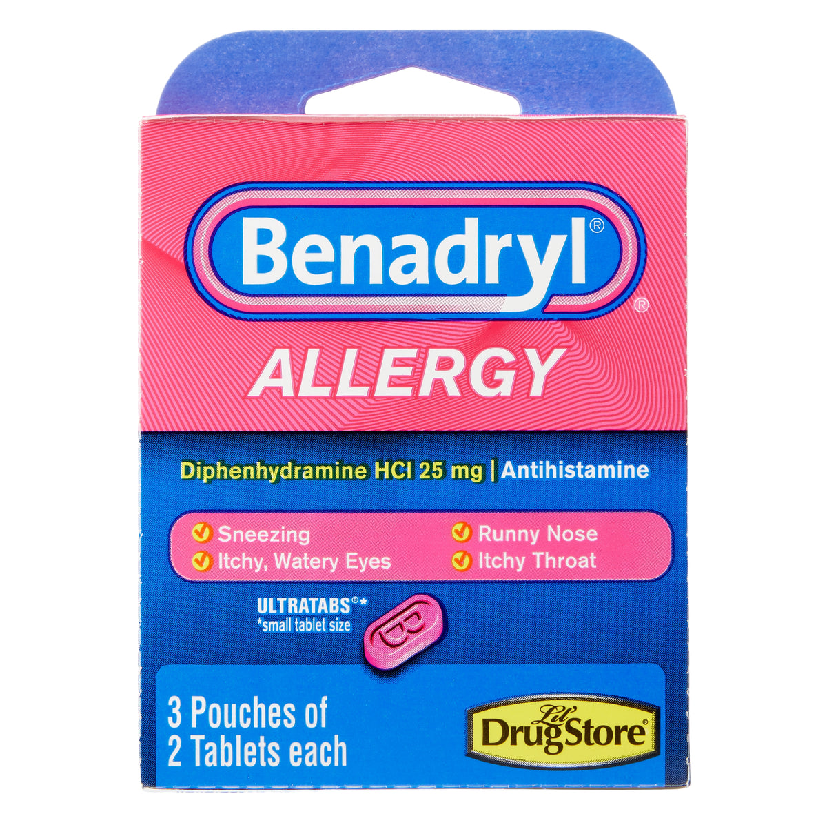 Benadryl Allergy, Diphenhydramine HCI 25 mg Ultratabs, 6 Trial Packs - product image 3