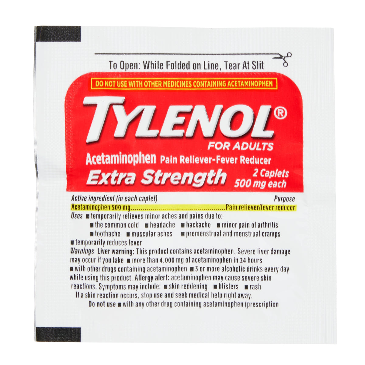 Tylenol Extra Strength Acetaminophen, 500mg, 3 Pouches of 2 Caplets, 6 Trial Packs - product image 2