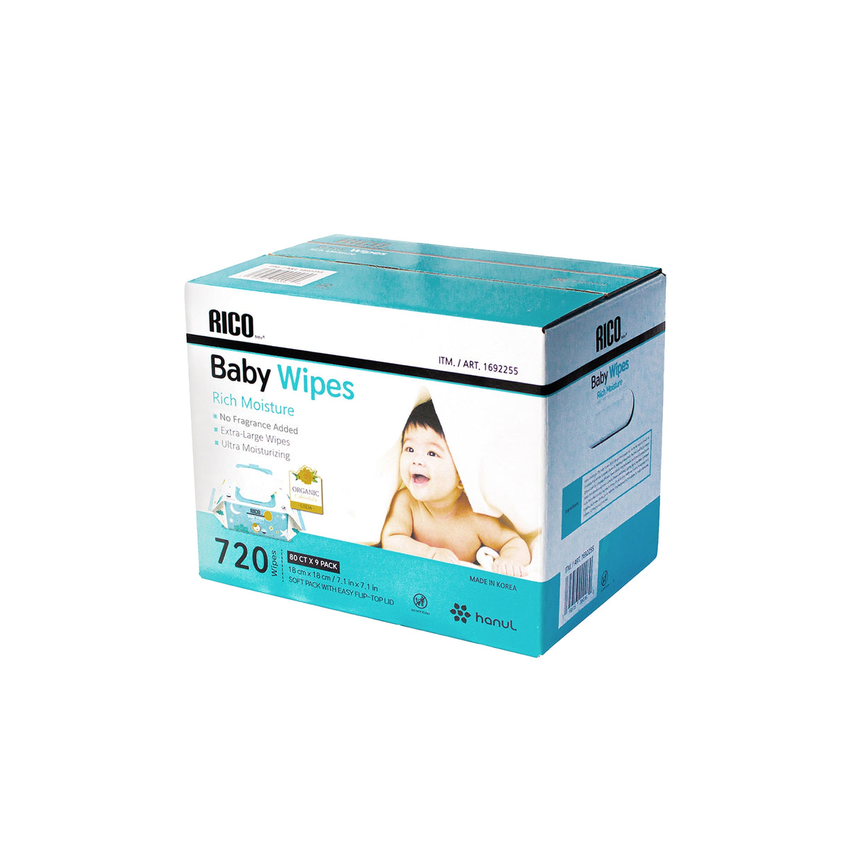 RICO Baby Wipes, Fragrance Free, 720 ct - product image 1