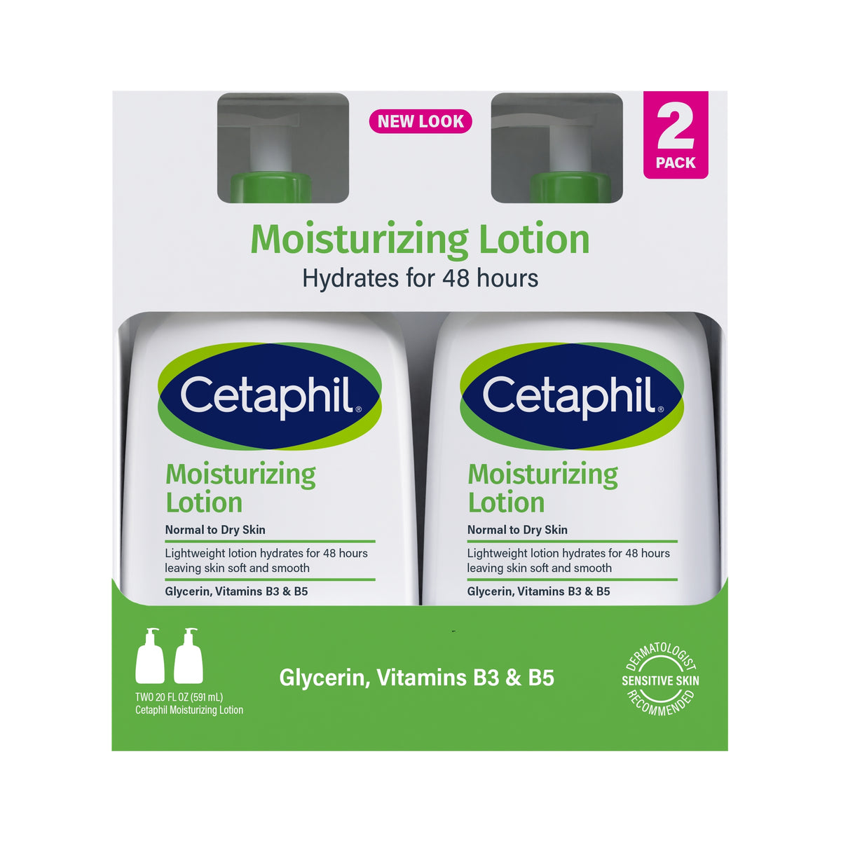 Cetaphil Moisturizing Lotion, Dry to Normal Sensitive Skin, 20 fl oz, 2 ct - product image 1