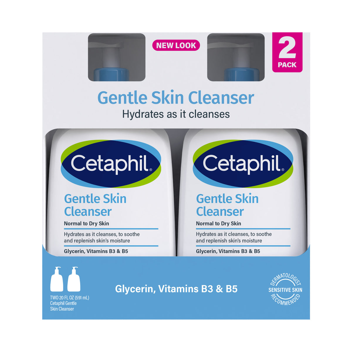 Cetaphil Gentle Skin Cleanser, Dry to Normal Sensitive Skin, 20 fl oz, 2 ct - product image 3