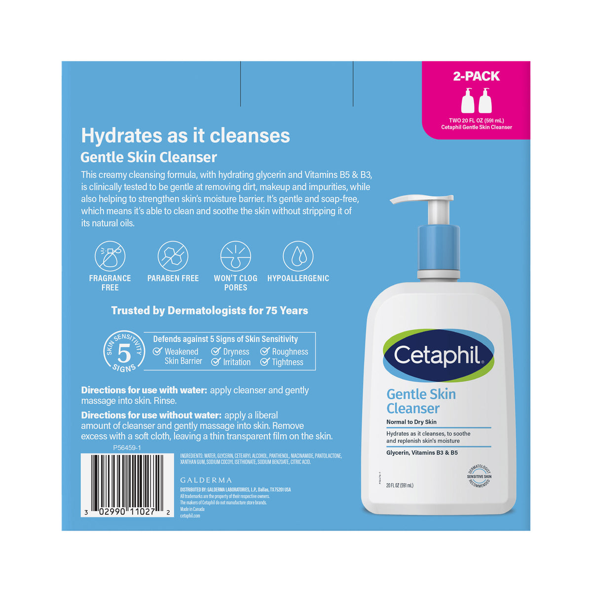 Cetaphil Gentle Skin Cleanser, Dry to Normal Sensitive Skin, 20 fl oz, 2 ct - product image 4