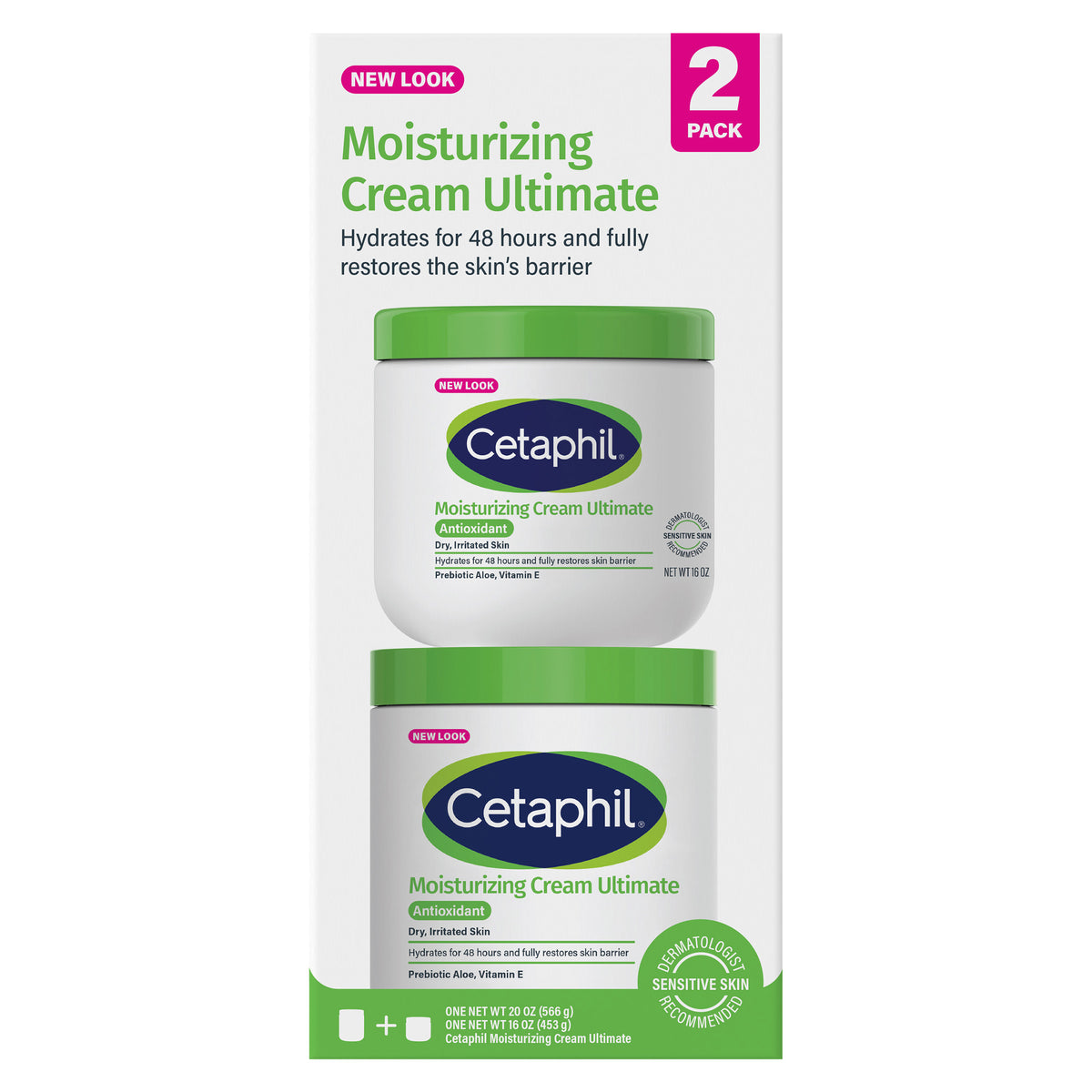 Cetaphil Moisturizing Cream Ultimate with Prebiotic Aloe, Very Dry to Dry Sensitive Skin, 20 oz + 16 oz - product image 4