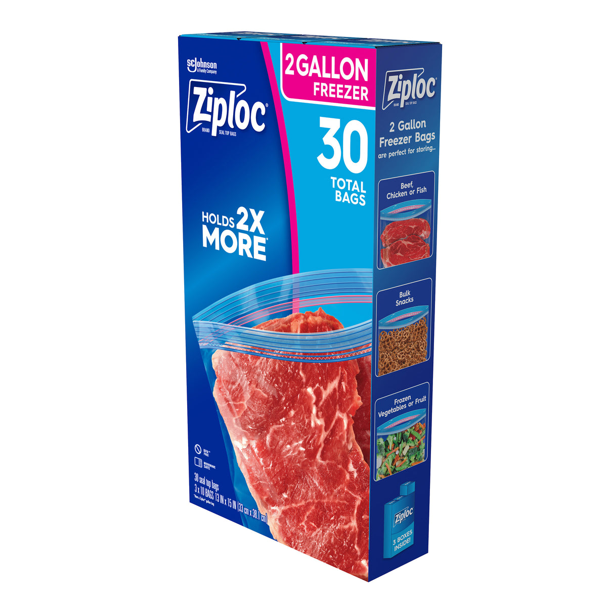 Ziploc Grip 'n Seal Freezer Bags, 2 Gallon, 30 ct - product image 4