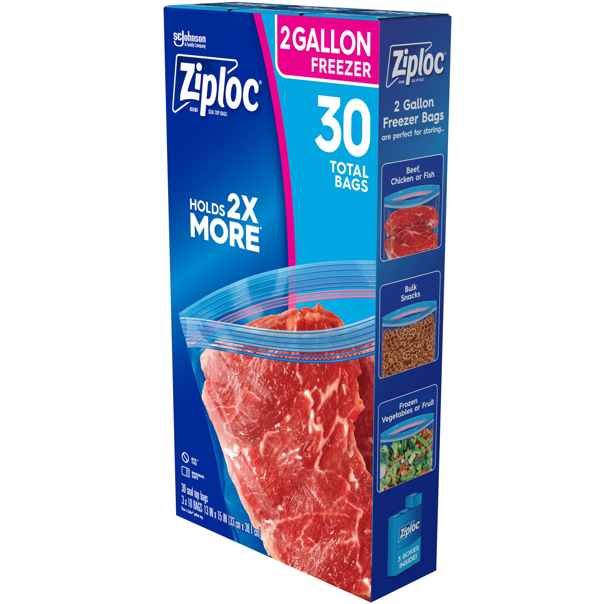 Ziploc Grip 'n Seal Freezer Bags, 2 Gallon, 30 ct - product image 1