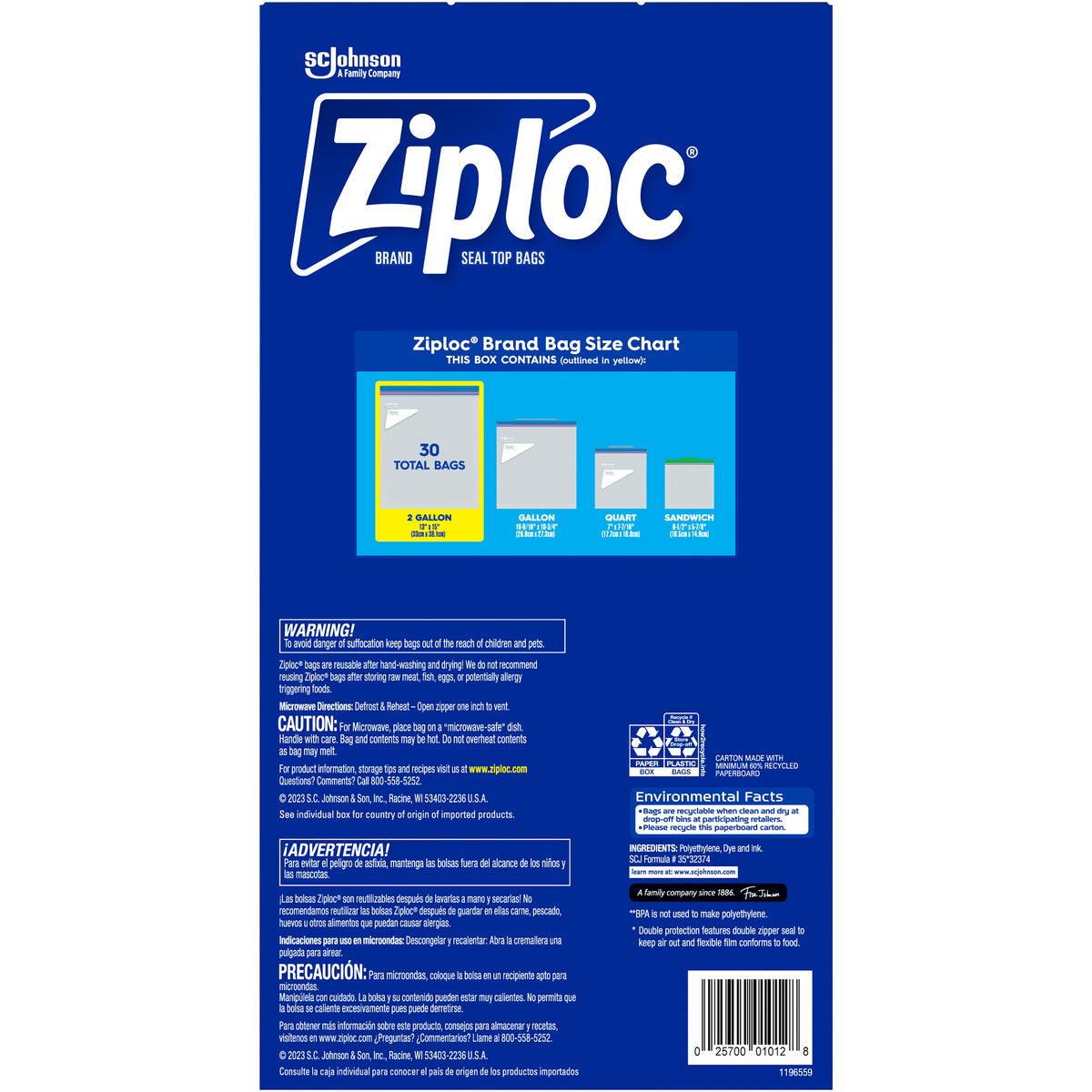 Ziploc Grip 'n Seal Freezer Bags, 2 Gallon, 30 ct - product image 3