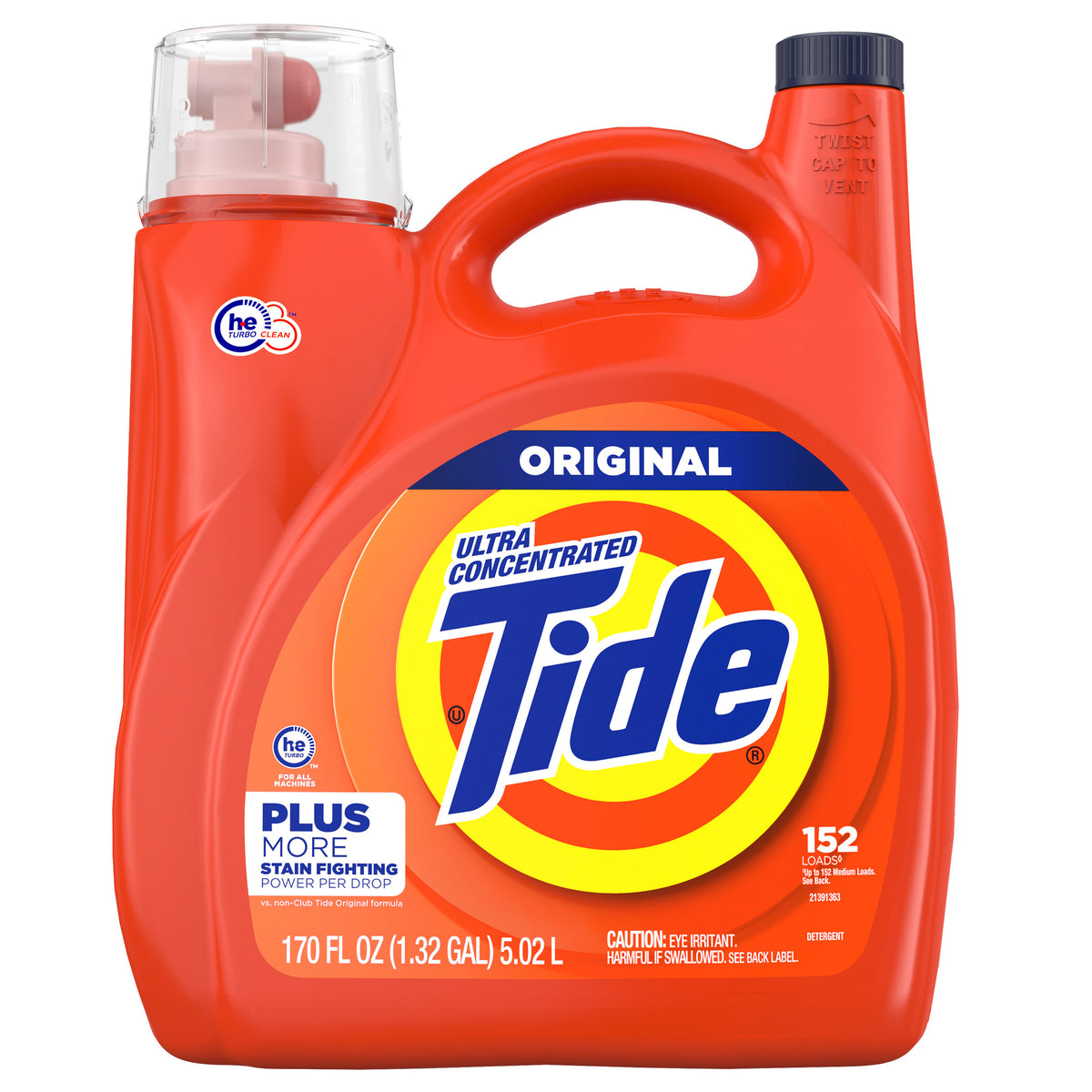 Tide Ultra Concentrated Liquid Laundry Detergent, HE Compatible, Original Scent, 152 Loads, 170 fl oz - product image 6