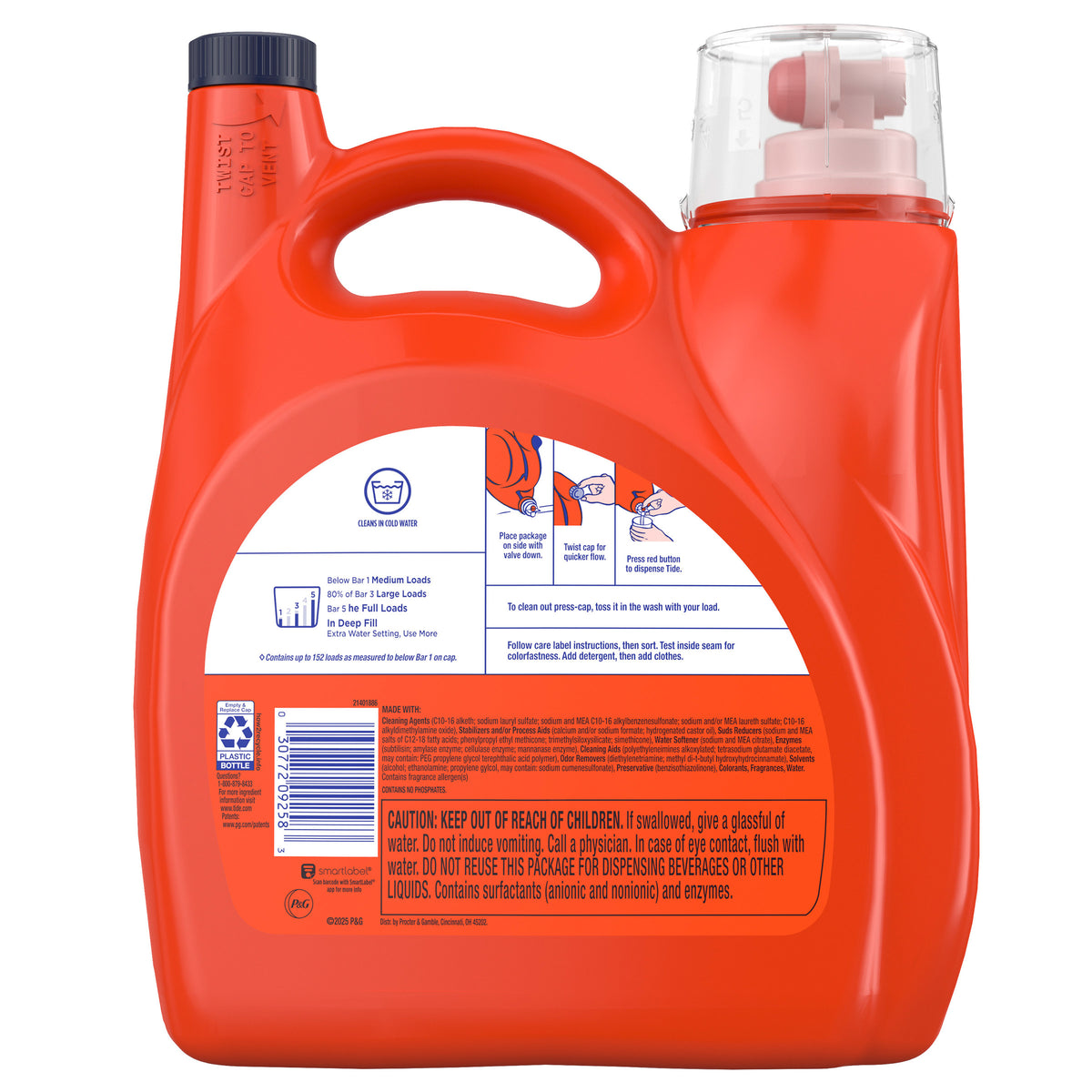 Tide Ultra Concentrated Liquid Laundry Detergent, HE Compatible, Original Scent, 152 Loads, 170 fl oz - product image 5