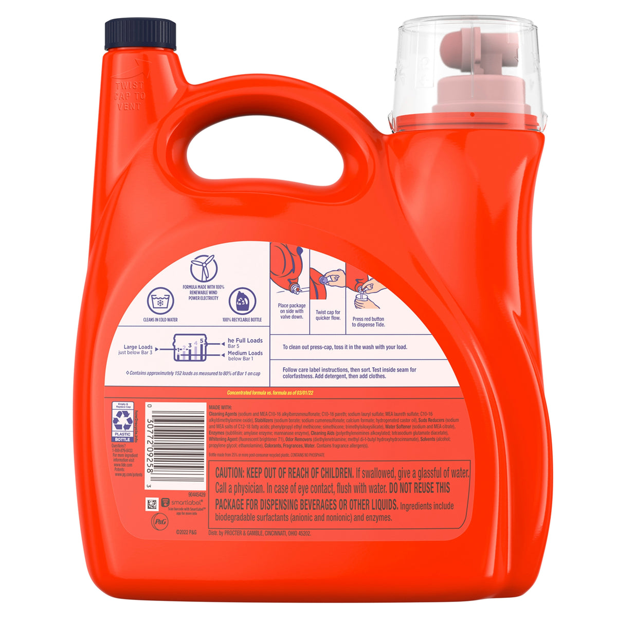 Tide Ultra Concentrated Liquid Laundry Detergent, HE Compatible, Original Scent, 152 Loads, 170 fl oz - product image 2