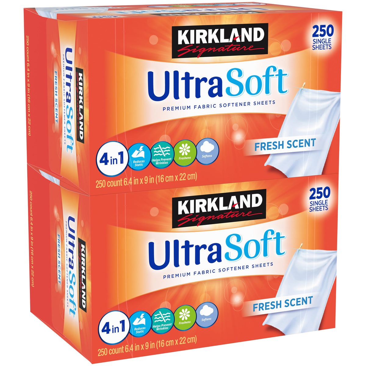 Kirkland Signature Fabric Softener Sheets, Premium Ultra Soft, Fresh Scent, 250 Sheets, 2 ct - product image 3