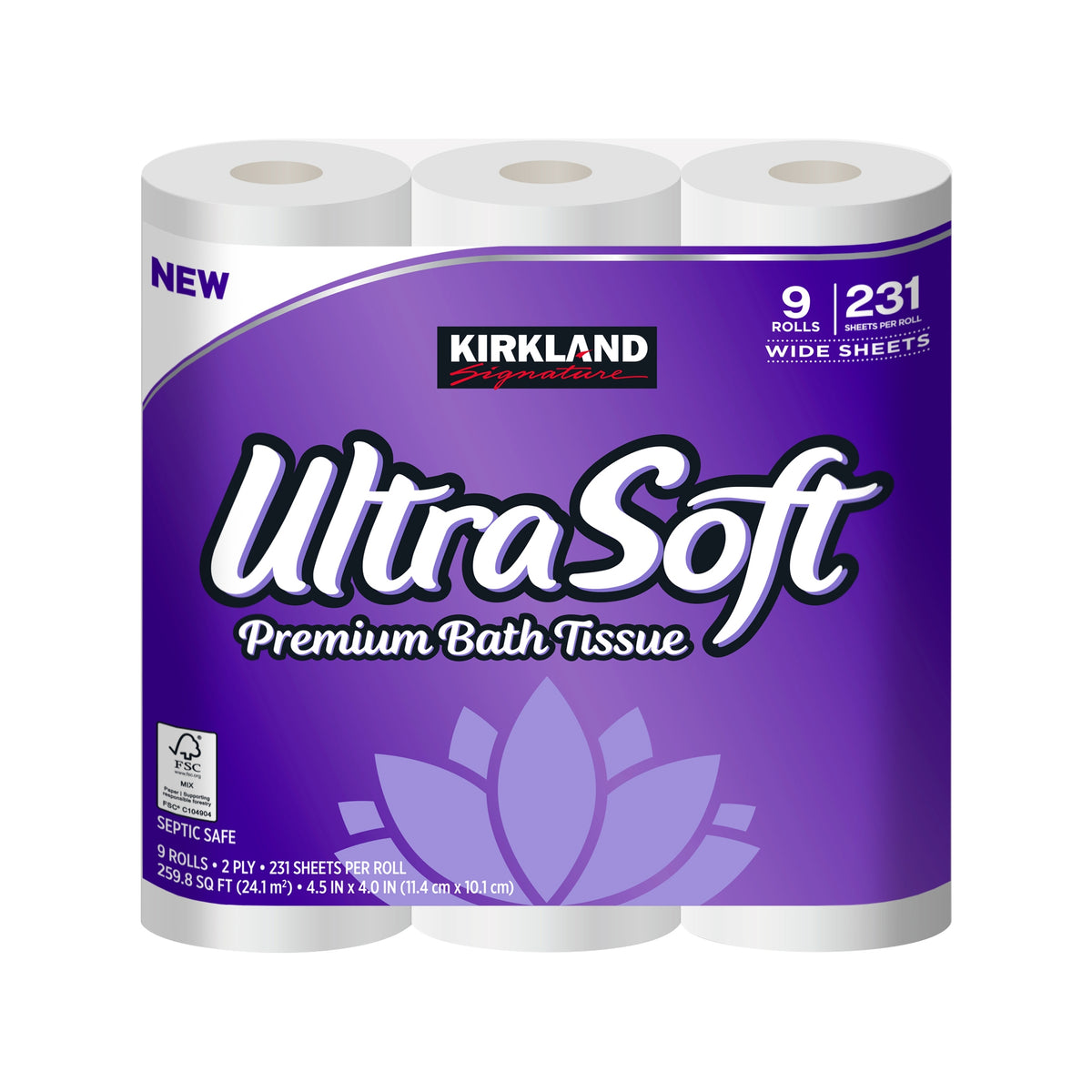 Kirkland Signature UltraSoft Premium Bath Tissue, 2-Ply, 4.5" x 4.0", 231 Sheets, 36 ct - product image 3