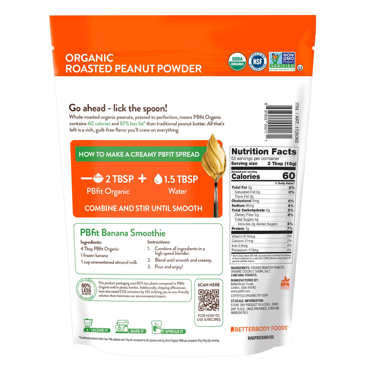 PBfit Organic Peanut Butter Powder, 30 oz - product image 4