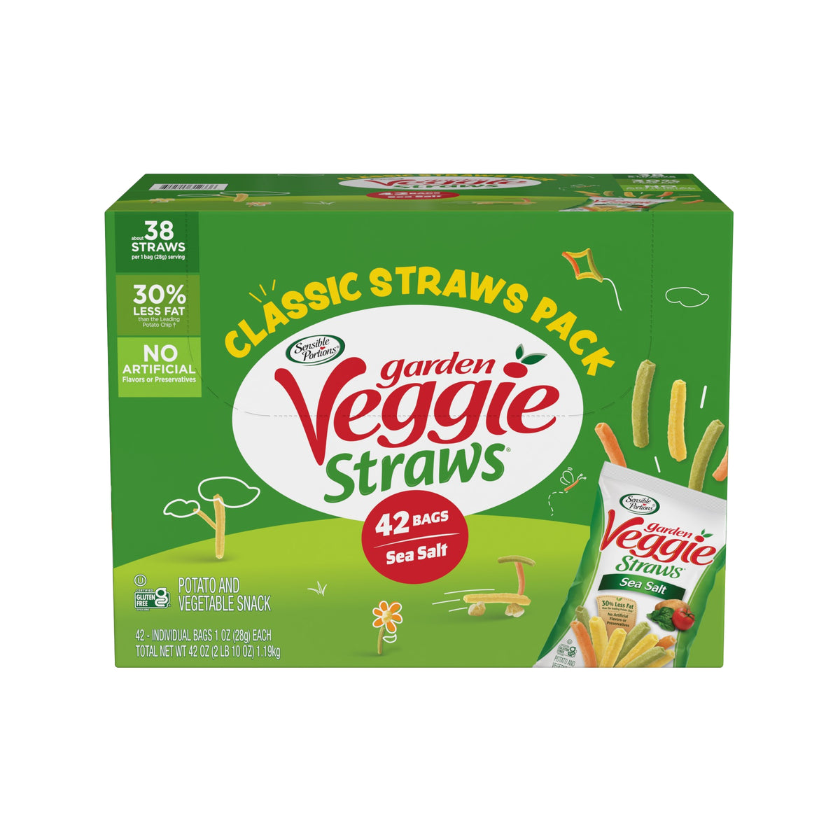 Sensible Portions Garden Veggie Straws, Sea Salt, 1 oz, 42 ct - product image 1