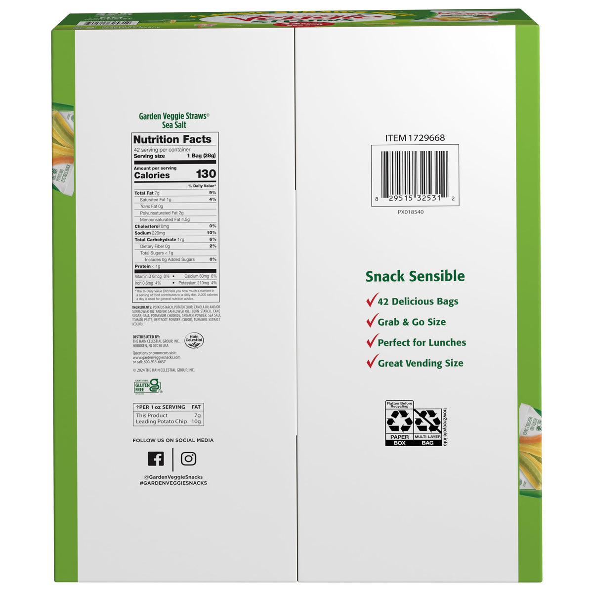 Sensible Portions Garden Veggie Straws, Sea Salt, 1 oz, 42 ct - product image 3