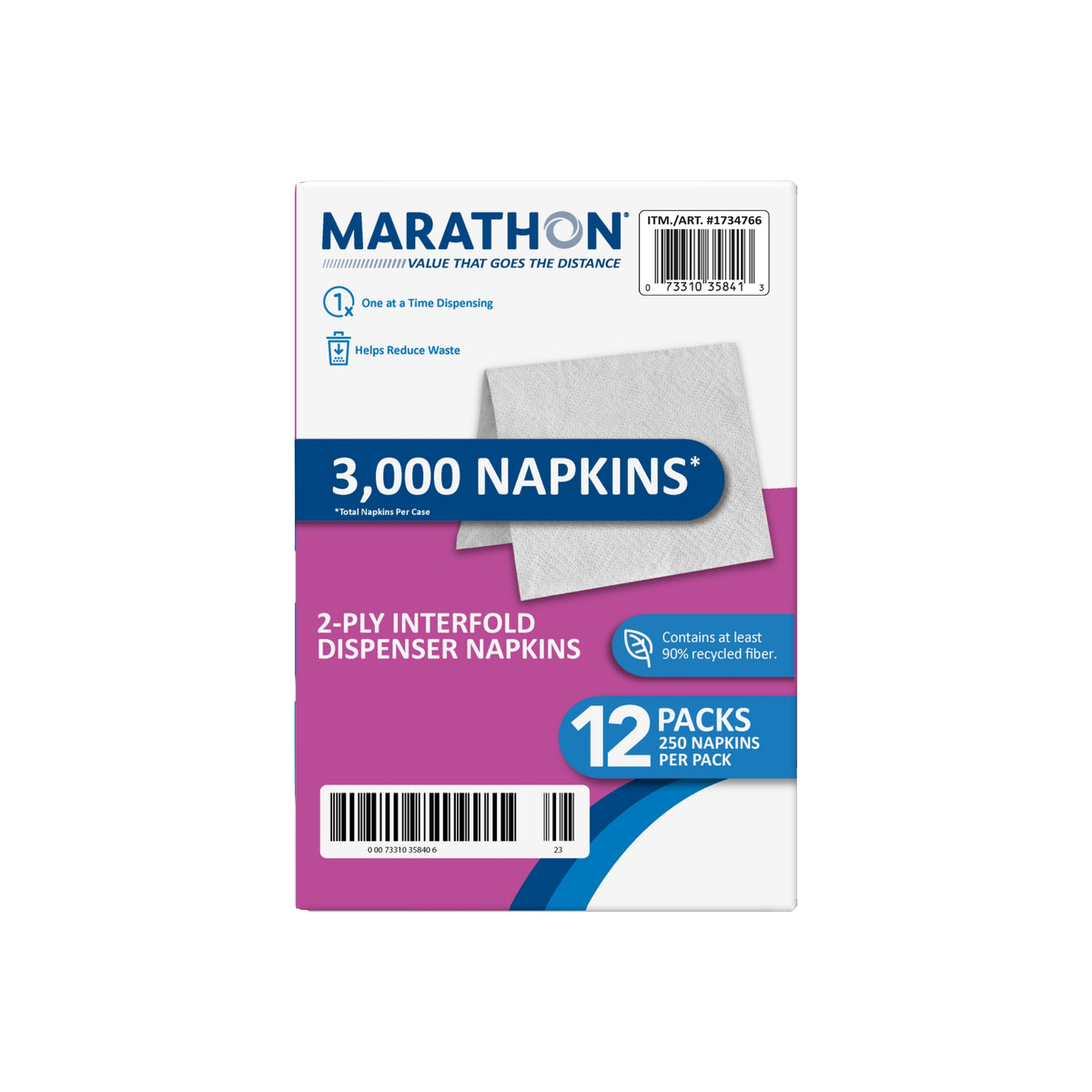 Marathon Interfold Dispenser Napkins, 2-Ply, White, 3000 ct - product image 5