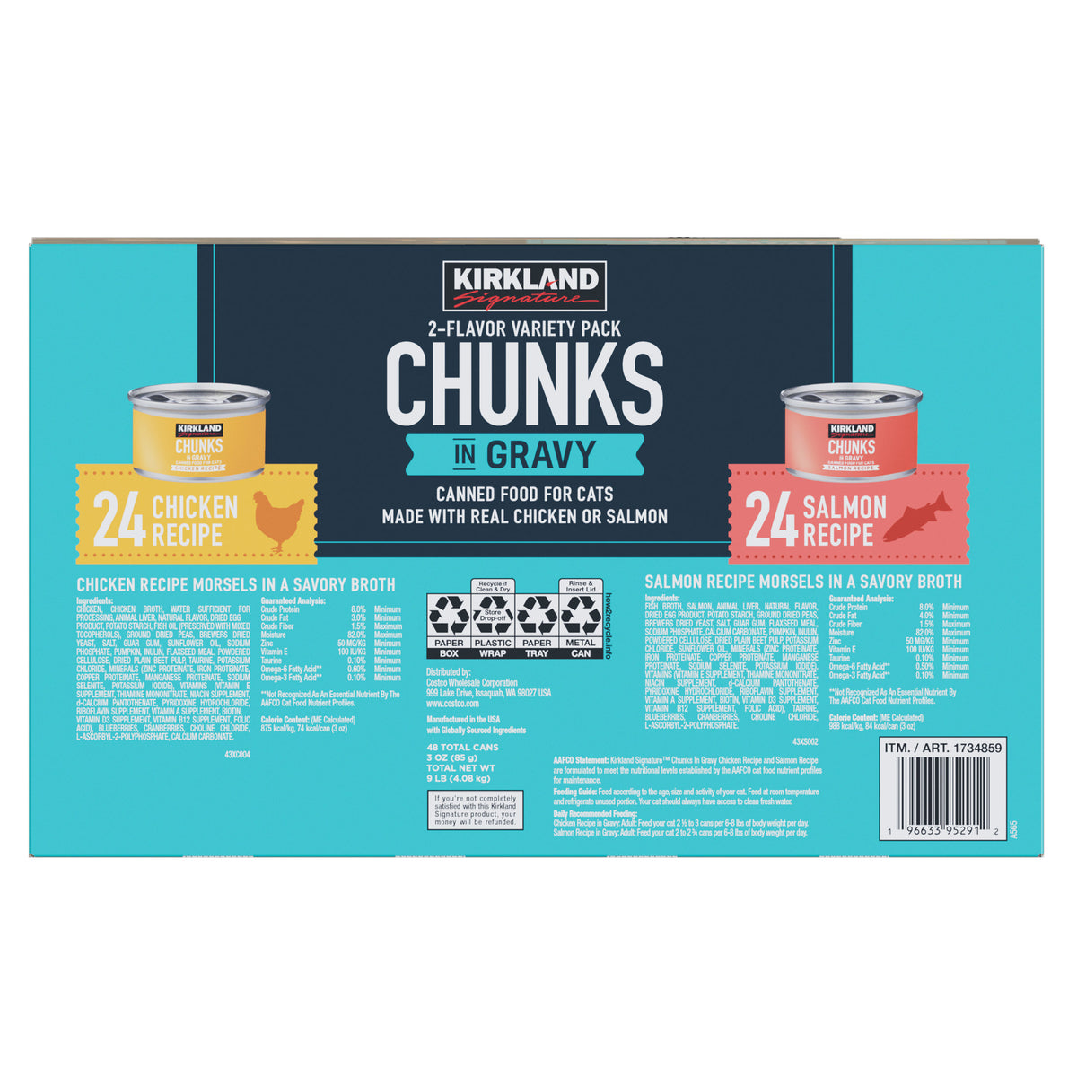 Kirkland Signature Canned Cat Food, Chunks in Gravy, Variety Pack, 3 oz, 48 ct - product image 9