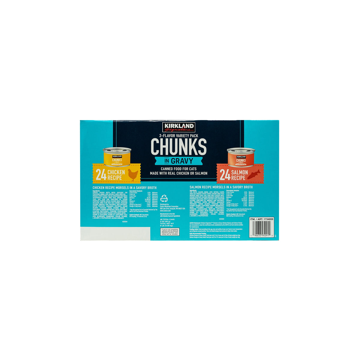 Kirkland Signature Canned Cat Food, Chunks in Gravy, Variety Pack, 3 oz, 48 ct - product image 2
