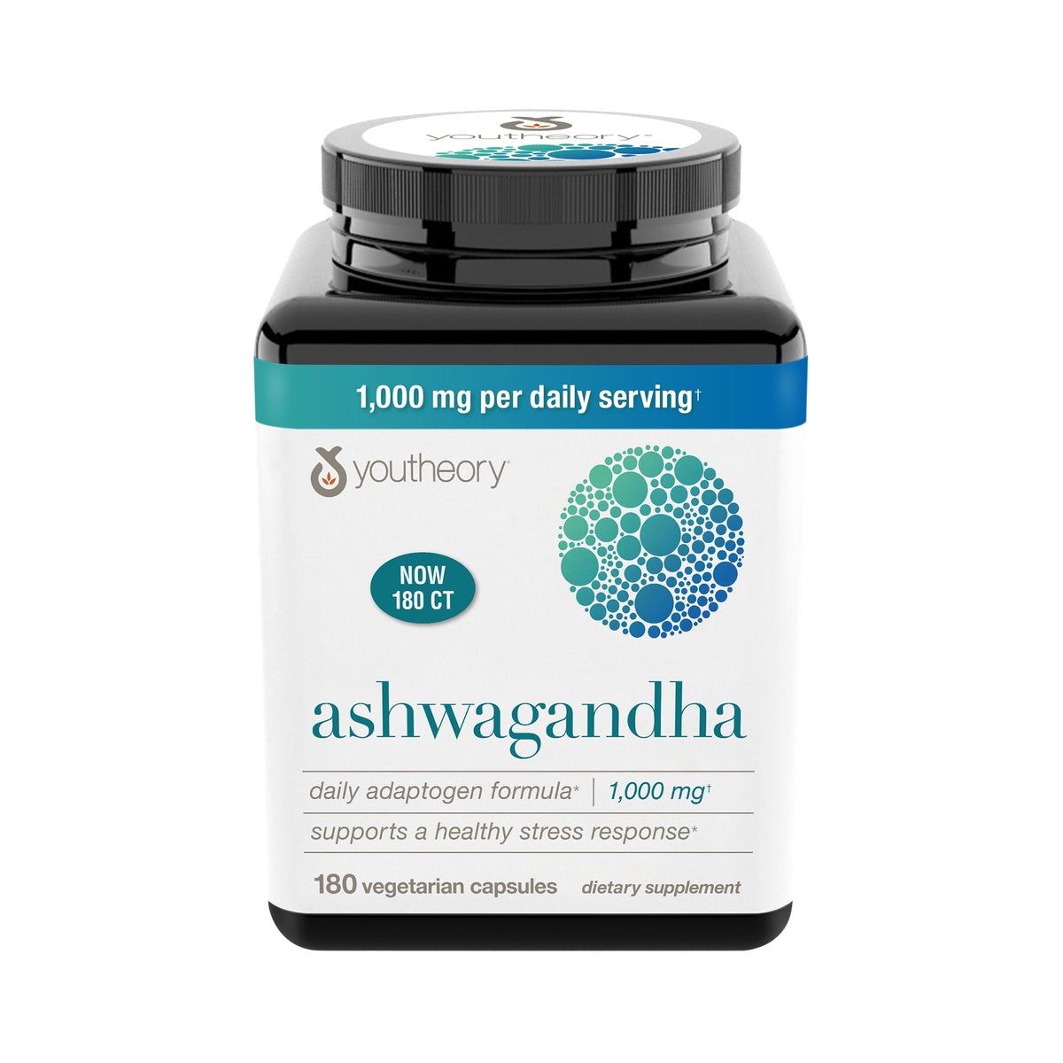youtheory Ashwagandha 1000 mg, 180 Vegetarian Capsules - product image 1