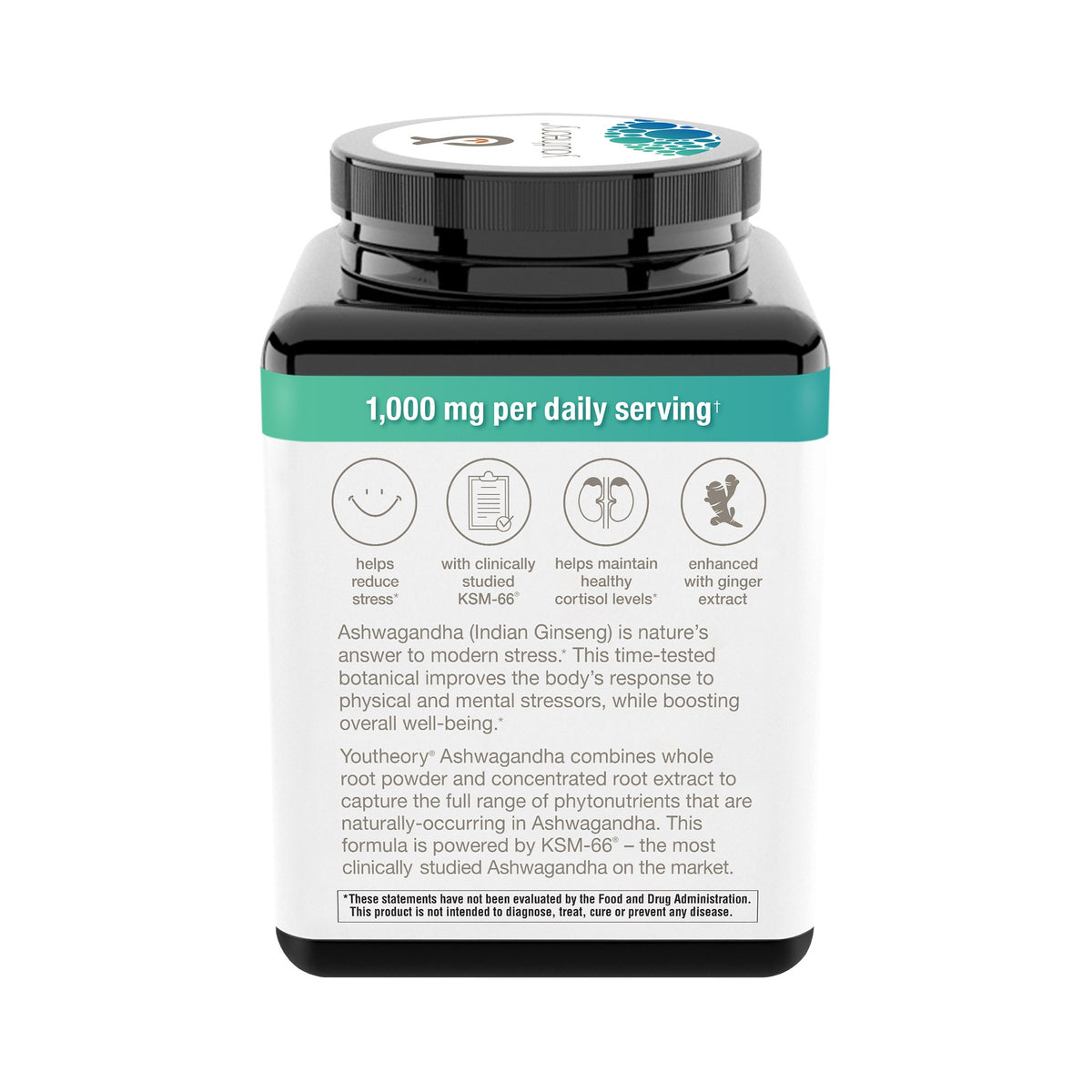 youtheory Ashwagandha 1000 mg, 180 Vegetarian Capsules - product image 3